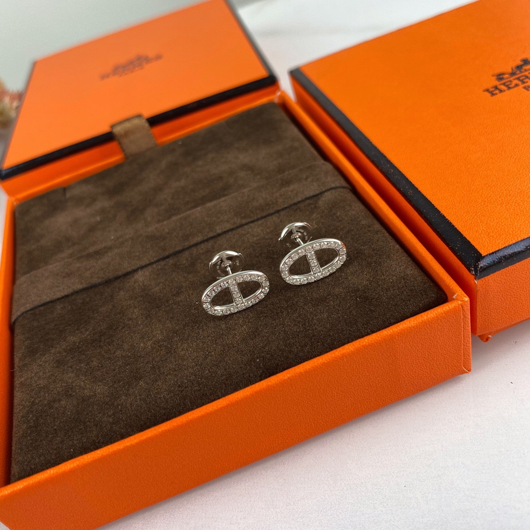 hermès fully Di*m*nd-encrusted h stud earrings