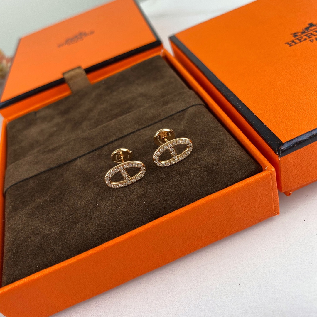 hermès fully Di*m*nd-encrusted h stud earrings
