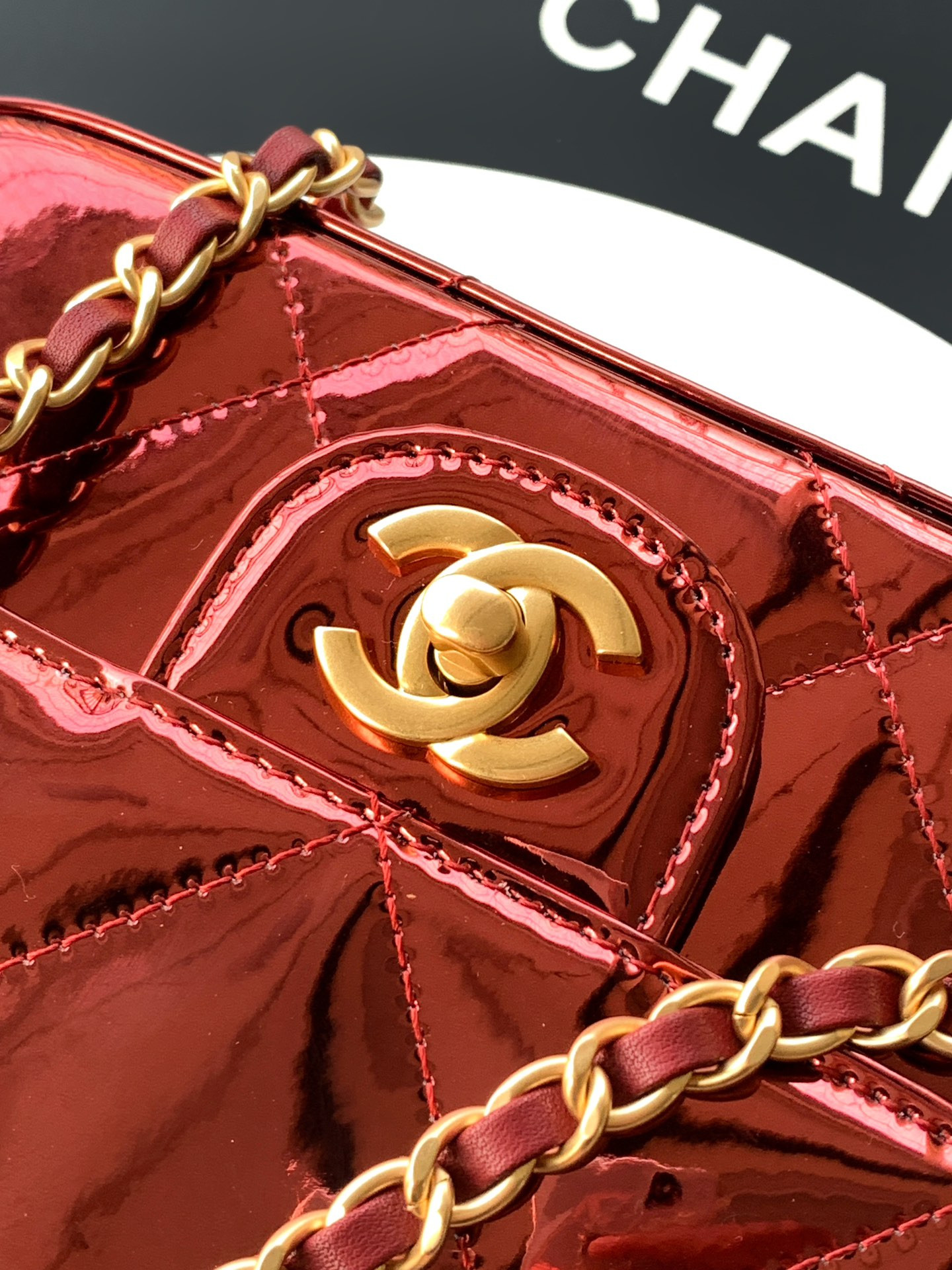 Ch*el mini flap bag with top handle 13x18.5x4.5cm