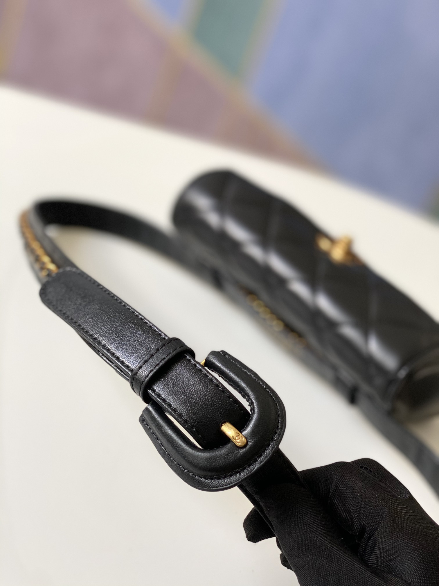 Ch*el quilted waist bag 18x12x3.5cm