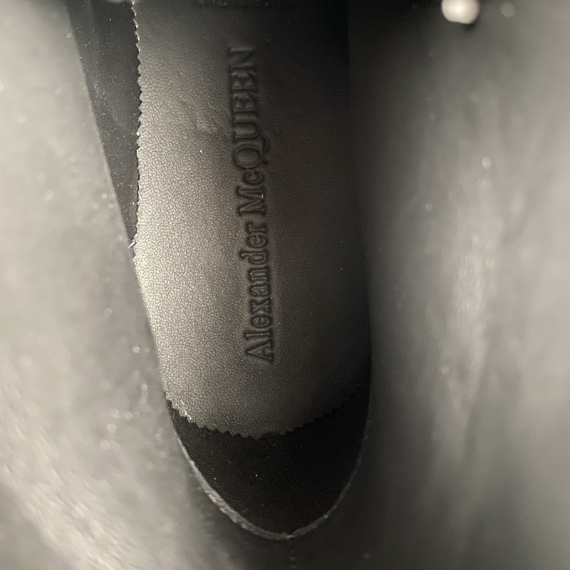 ale*d*r M*Q*en tread slick high lace up boot black white