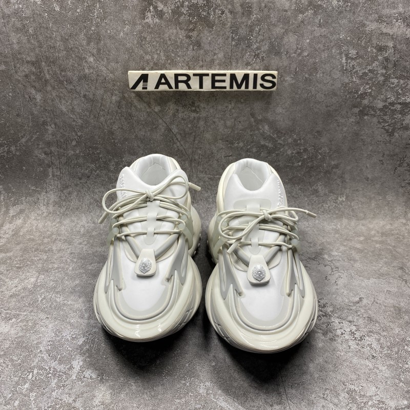 Balmain Neoprene and calfskin Unicorn low-top sneakers