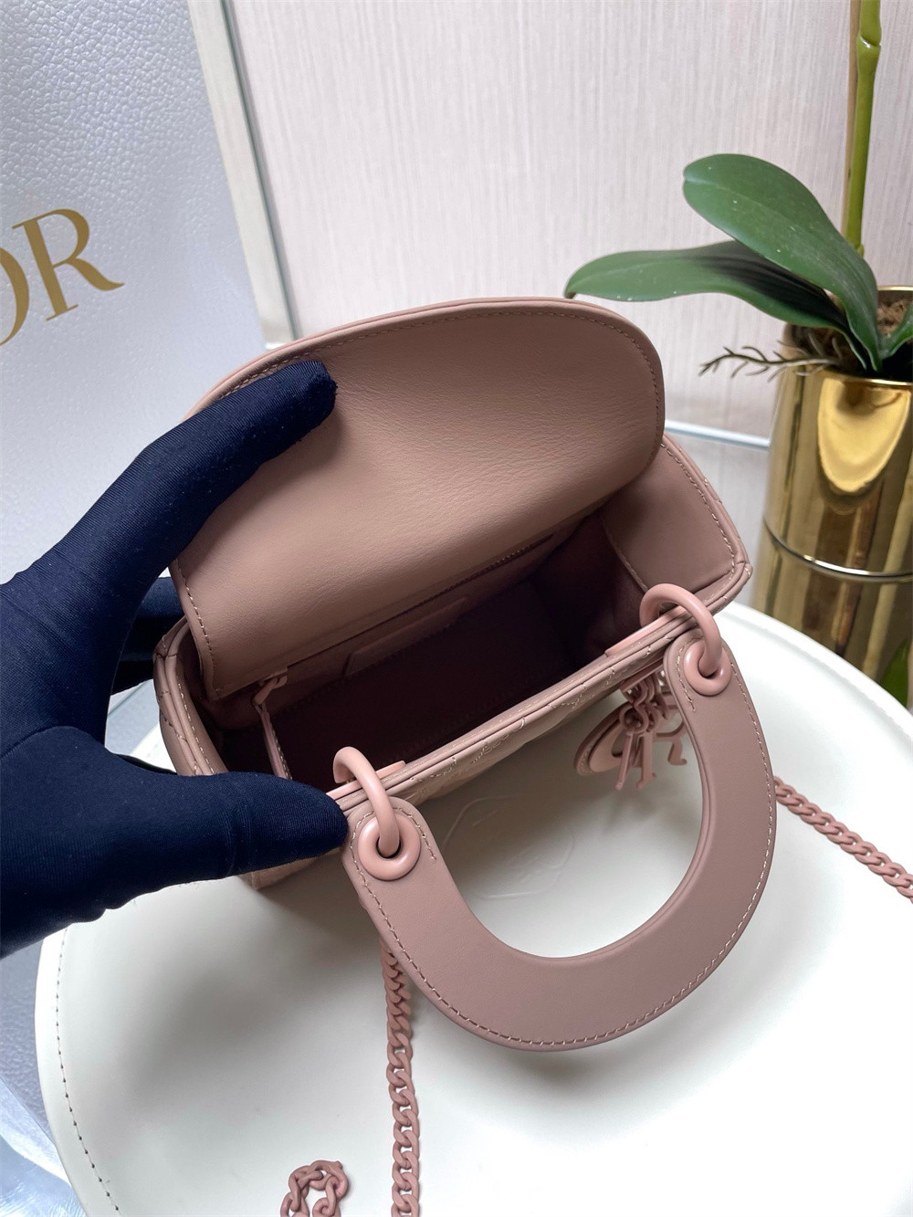 mini lady D*or bag 6.5 x 6 x 3 inches