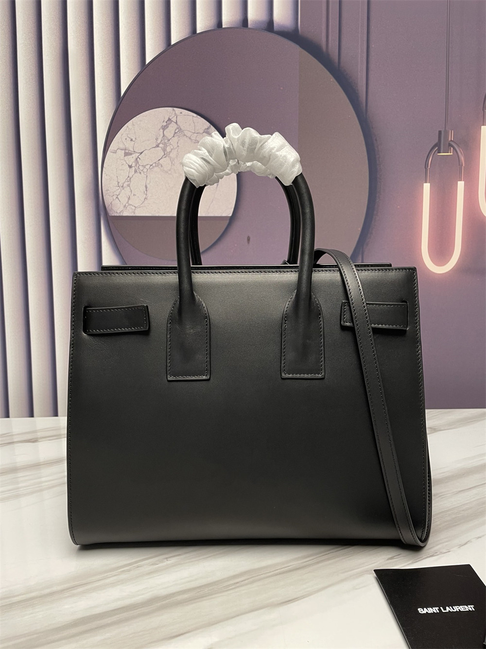 Y*L sac de jour small in shiny leather black