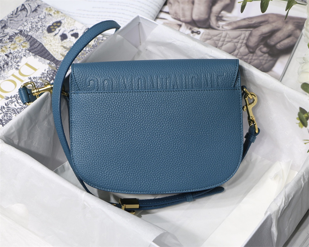 medium D*or bobby bag blue grained calfskin