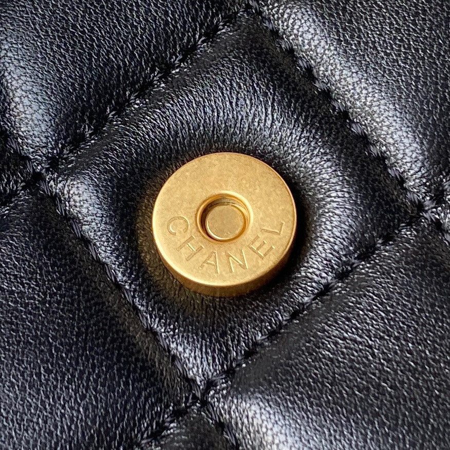 Ch*el baguette bag black 17.5×20×5cm