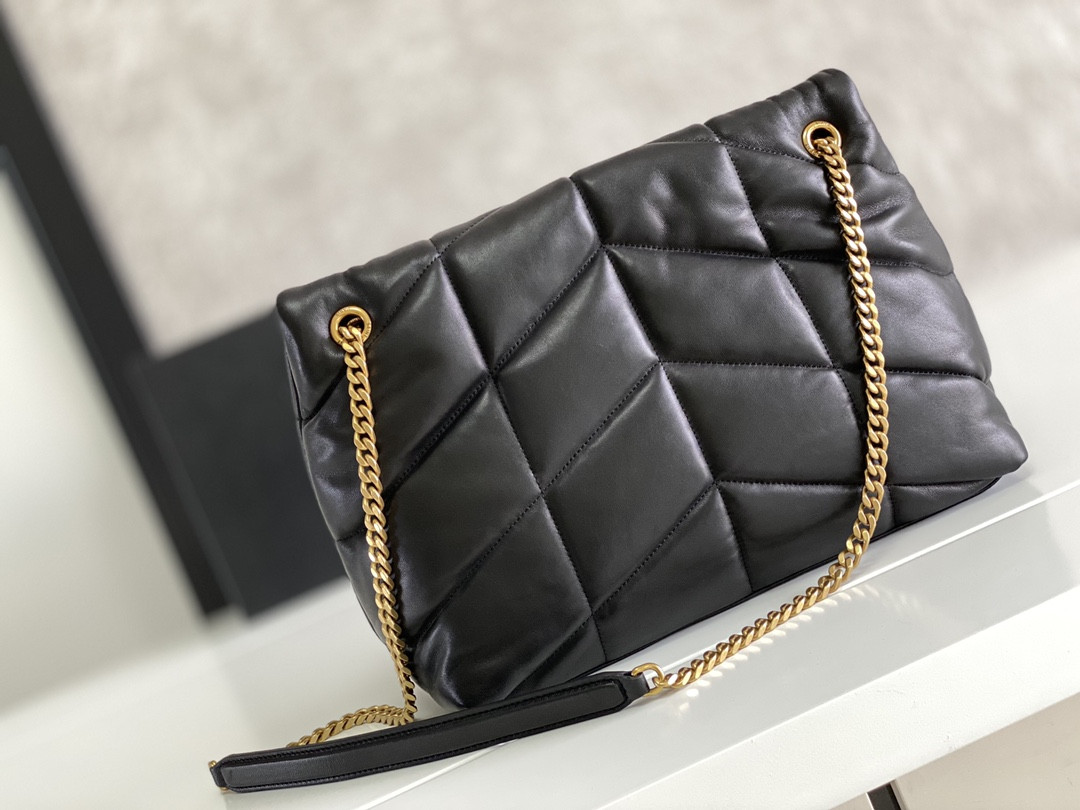 Y*L puffer medium in nappa leather black 13.7 x 9 x 5.3 inches