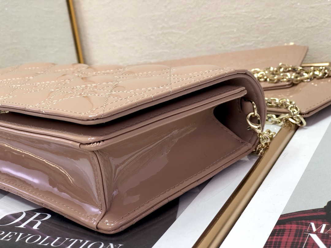 lady D*or pouch rose des vents cannage 8.5 x 4.5 x 1 inches