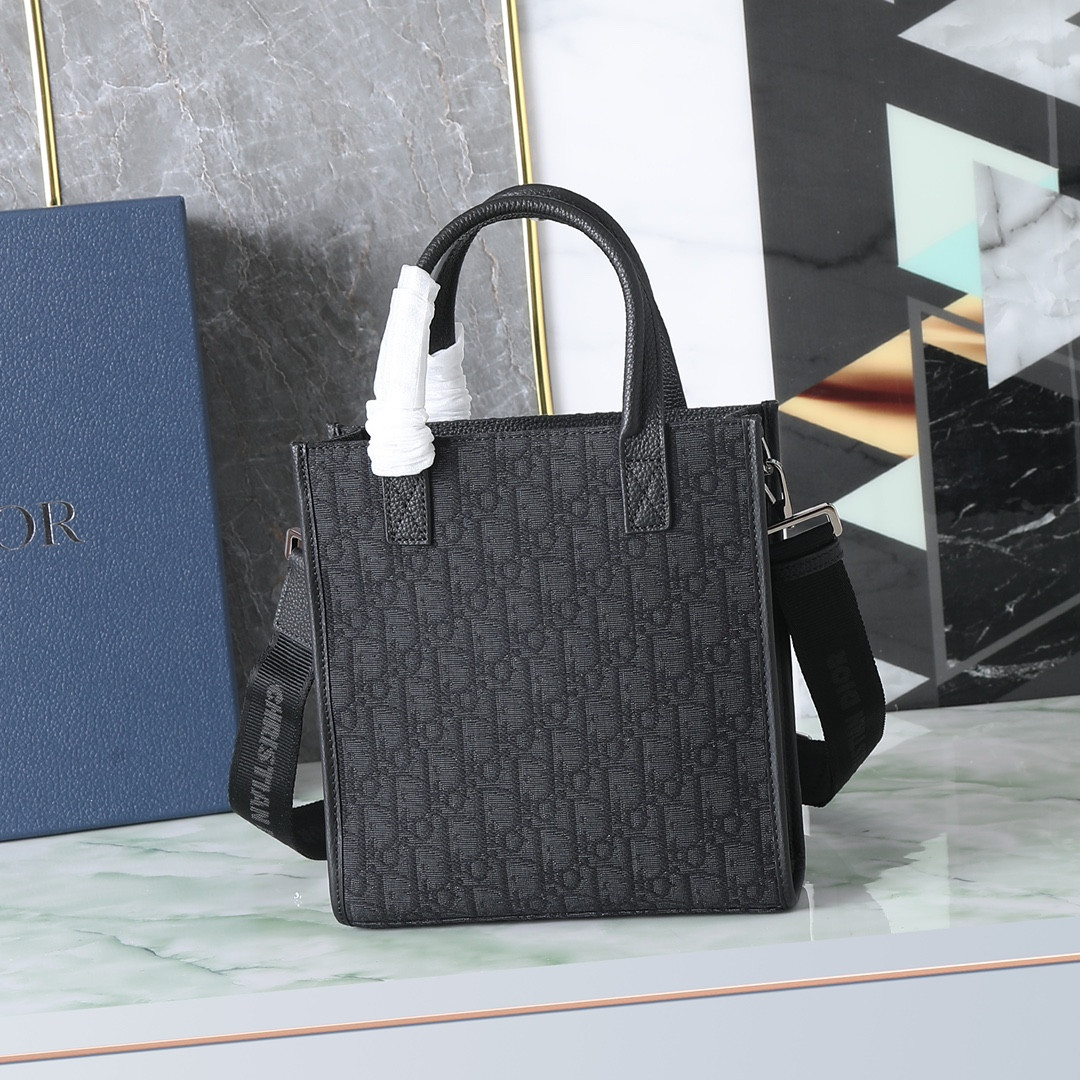Dior Safari North-South Tote Bag Black Dior Oblique Jacquard 8.5 x 9.5 x 3 inches