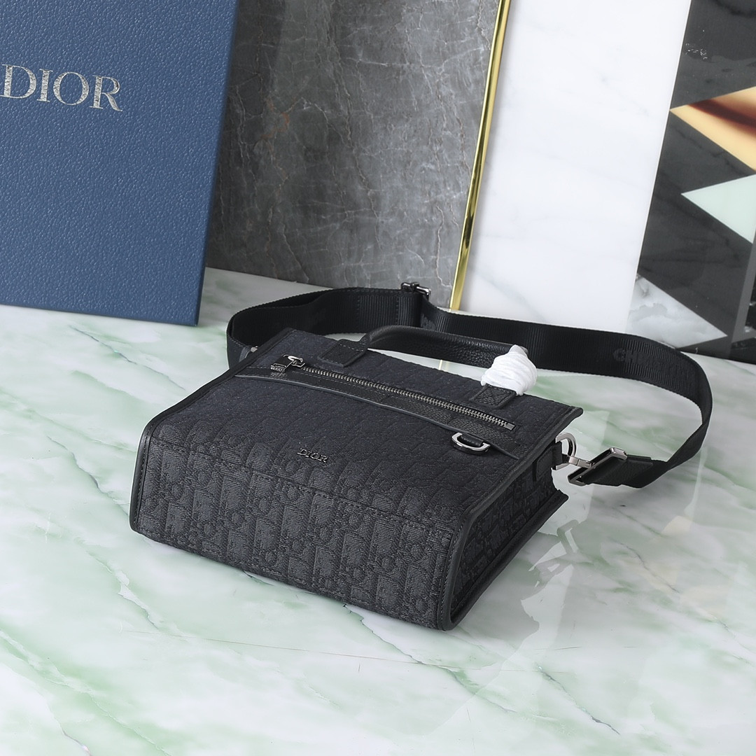 Dior Safari North-South Tote Bag Black Dior Oblique Jacquard 8.5 x 9.5 x 3 inches