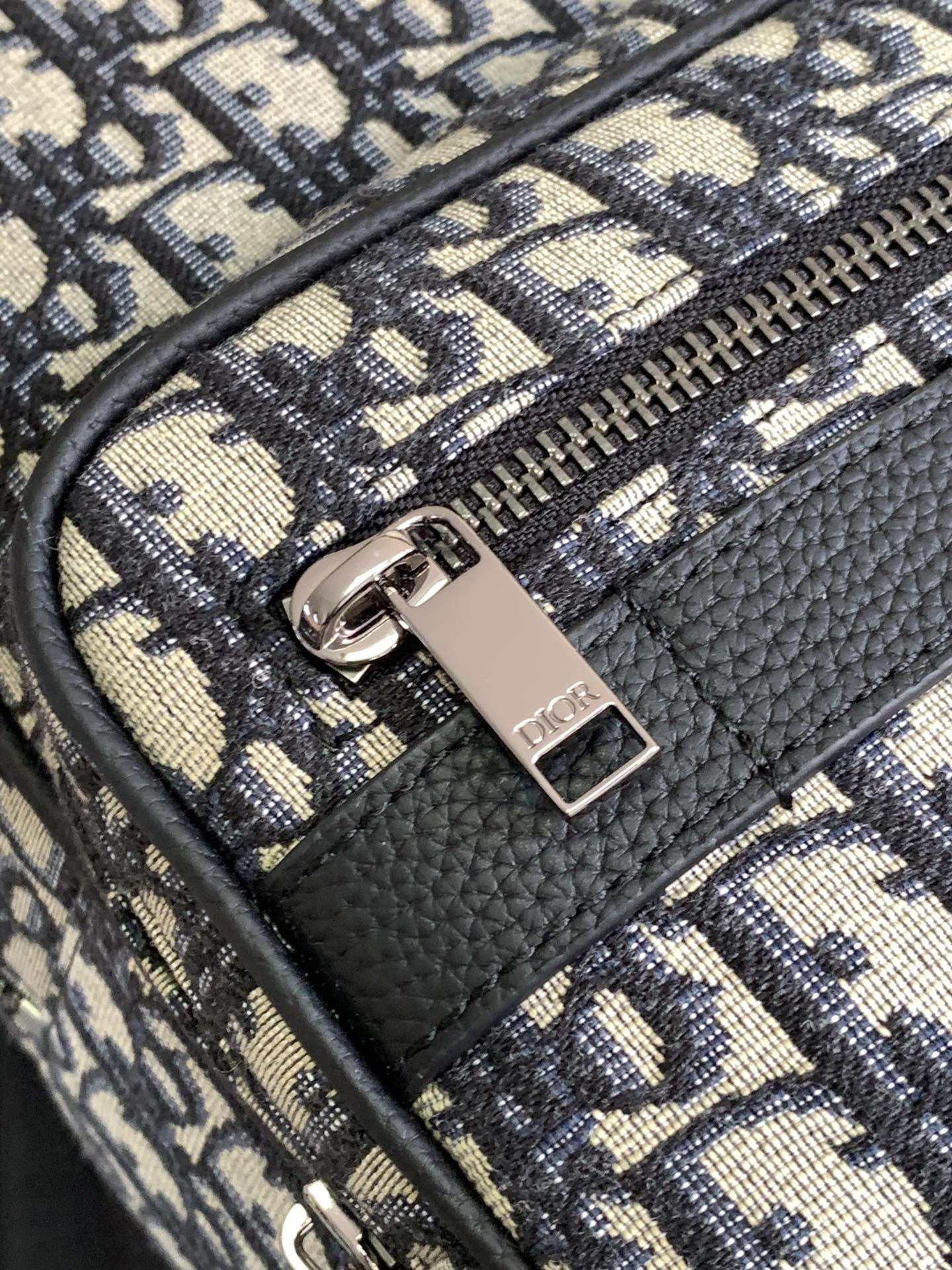 D*or safari backpack beige and black D*or oblique jacquard 11 x 16 x 5.5 inches