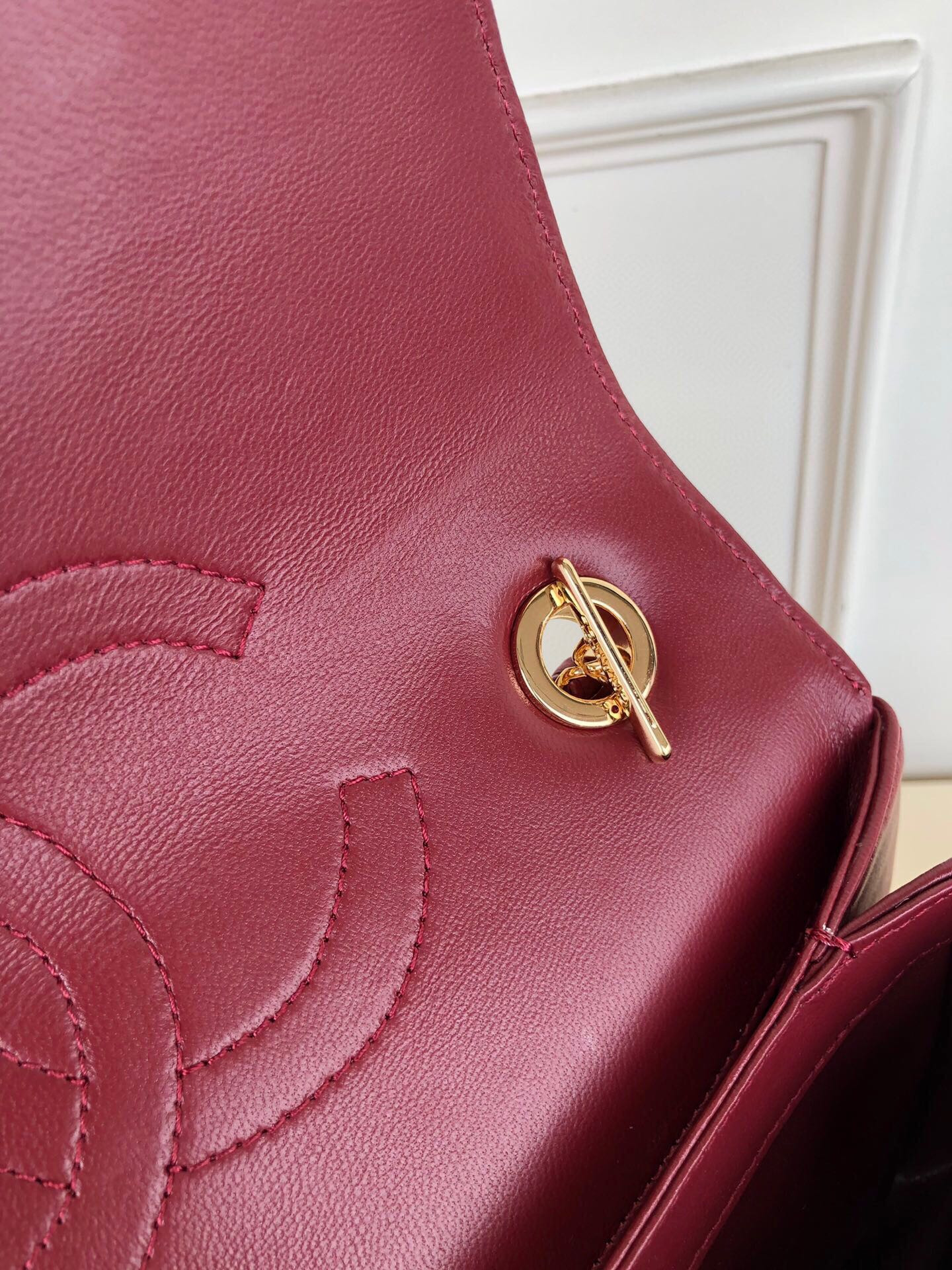 Ch*el flap bag with top handle 6.6 × 9.8 × 4.7 in