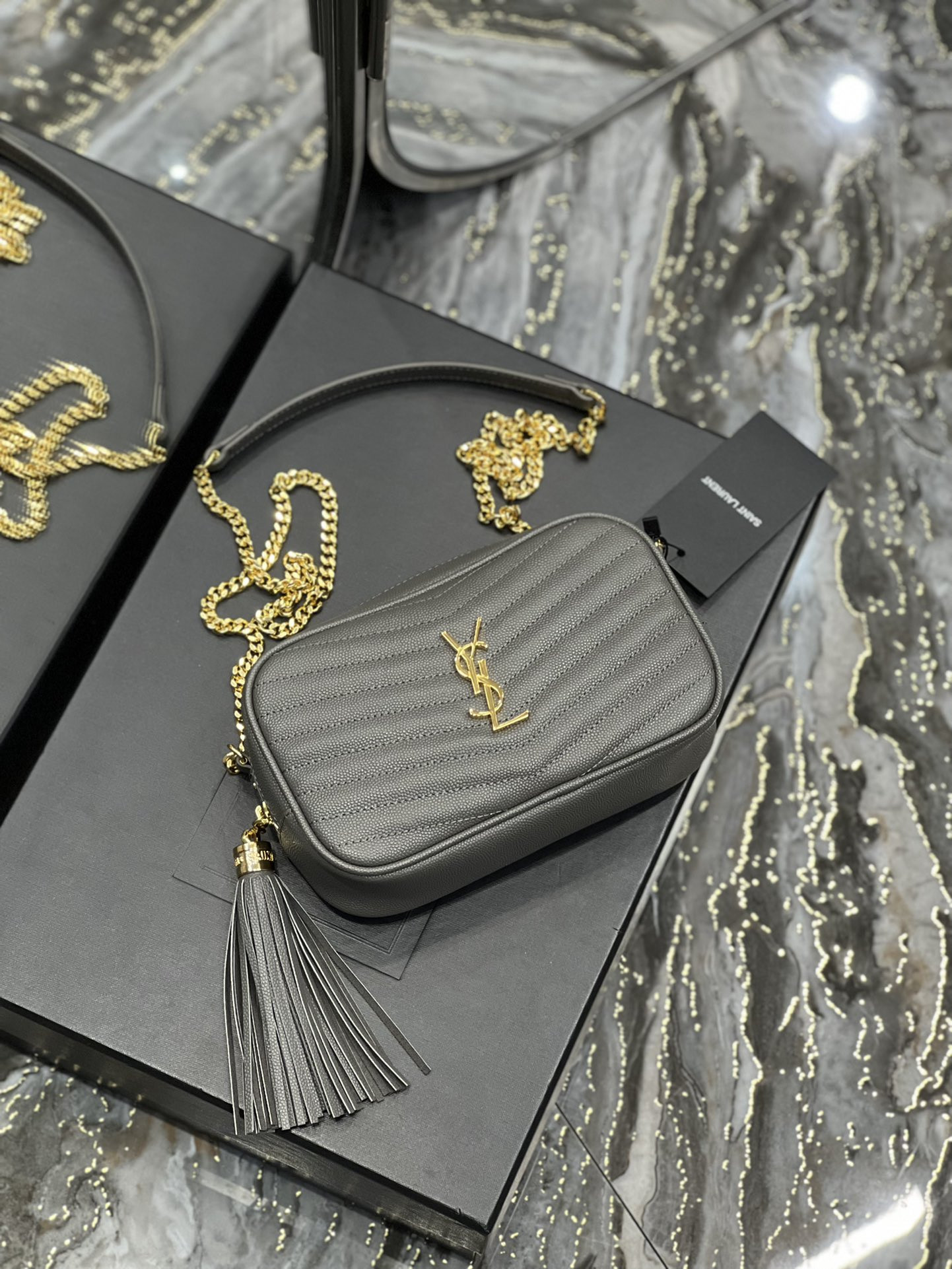 Y*L mini lou in quilted leather 7.5 x 4.1 x 2 inches