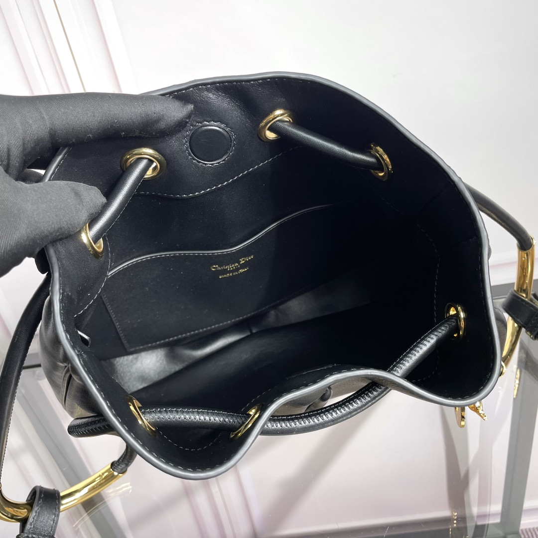 medium D*or nolita bag black calfskin 11 x 10 x 2 inches