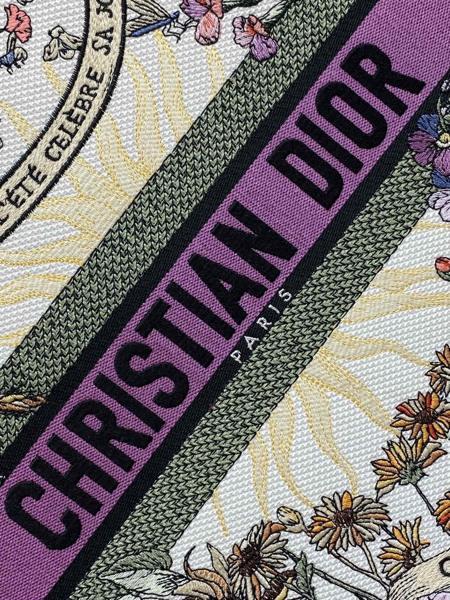 D*or book tote ecru multicolor D*or 4 saisons Été soleil embroidery 42 x18 x35cm