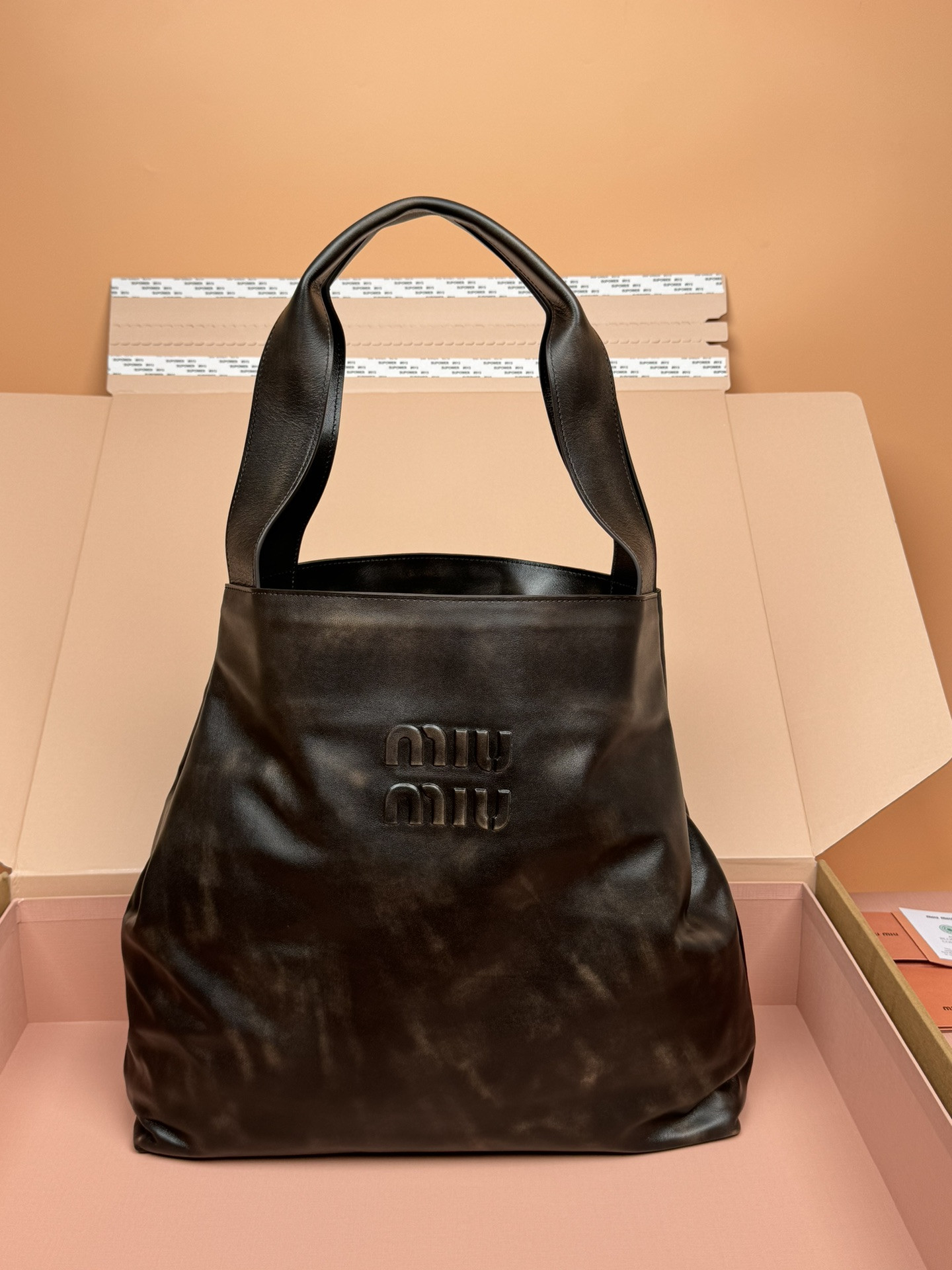 Miu Miu Leather Hobo Bag 39x38.5x11cm