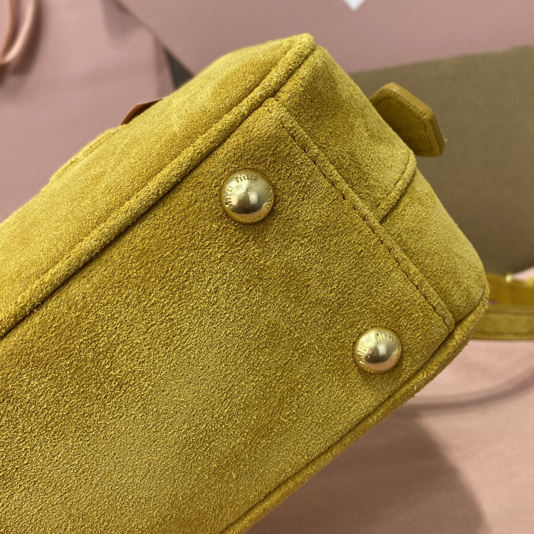 Miu Miu Arcadie padded suede top-handle bag 22X10.5X7.5cm