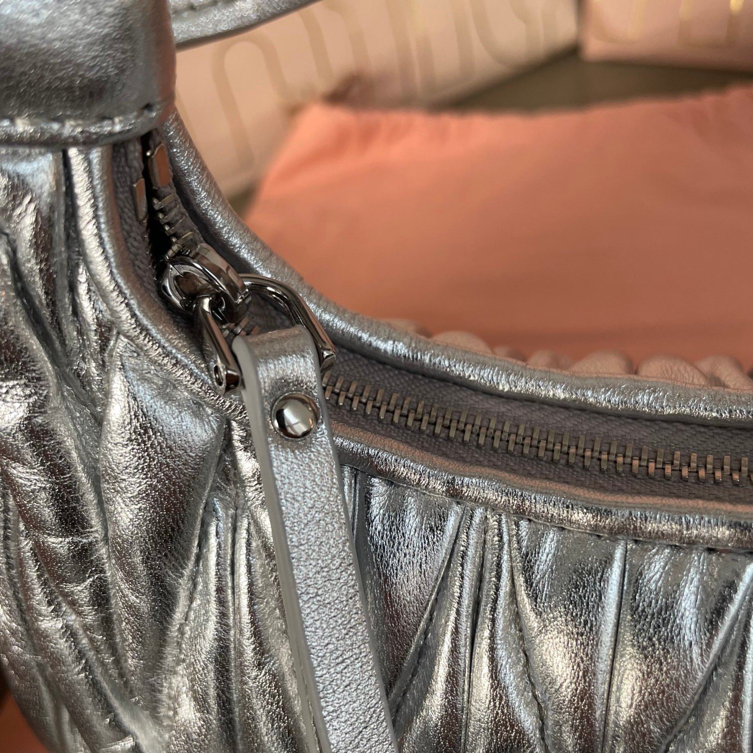 Miu Miu Wander matelassé nappa leather hobo mini-bag 14x17.5x5.5cm