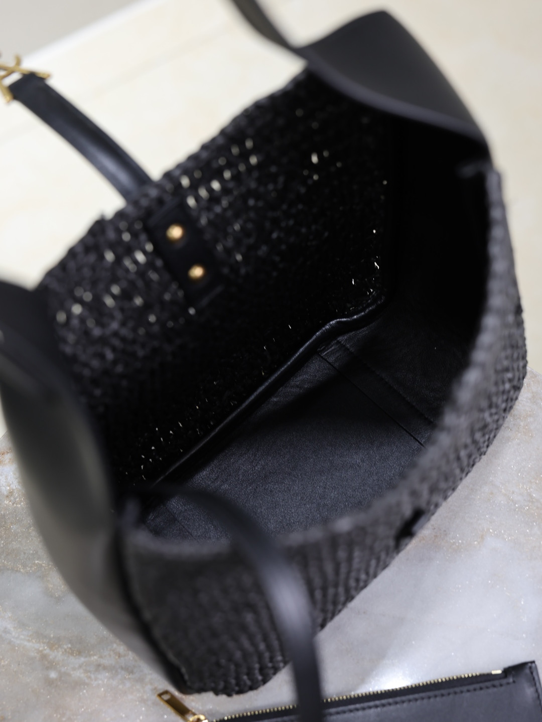 Y*L le 5 À 7 soft small (raffia/leather) 22x22x7-9cm