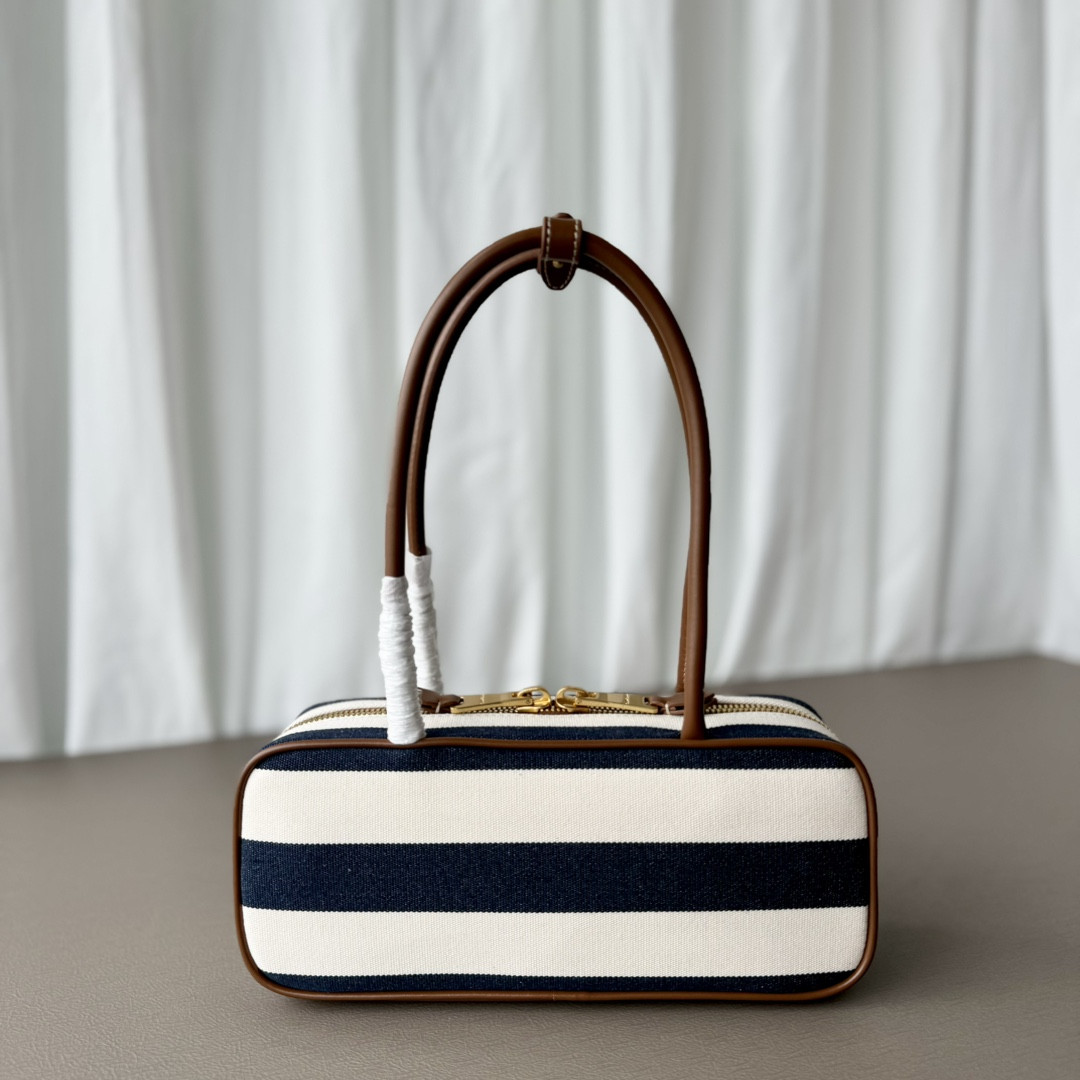 Miu Miu Beau canvas and leather bag 11.5x28x8cm